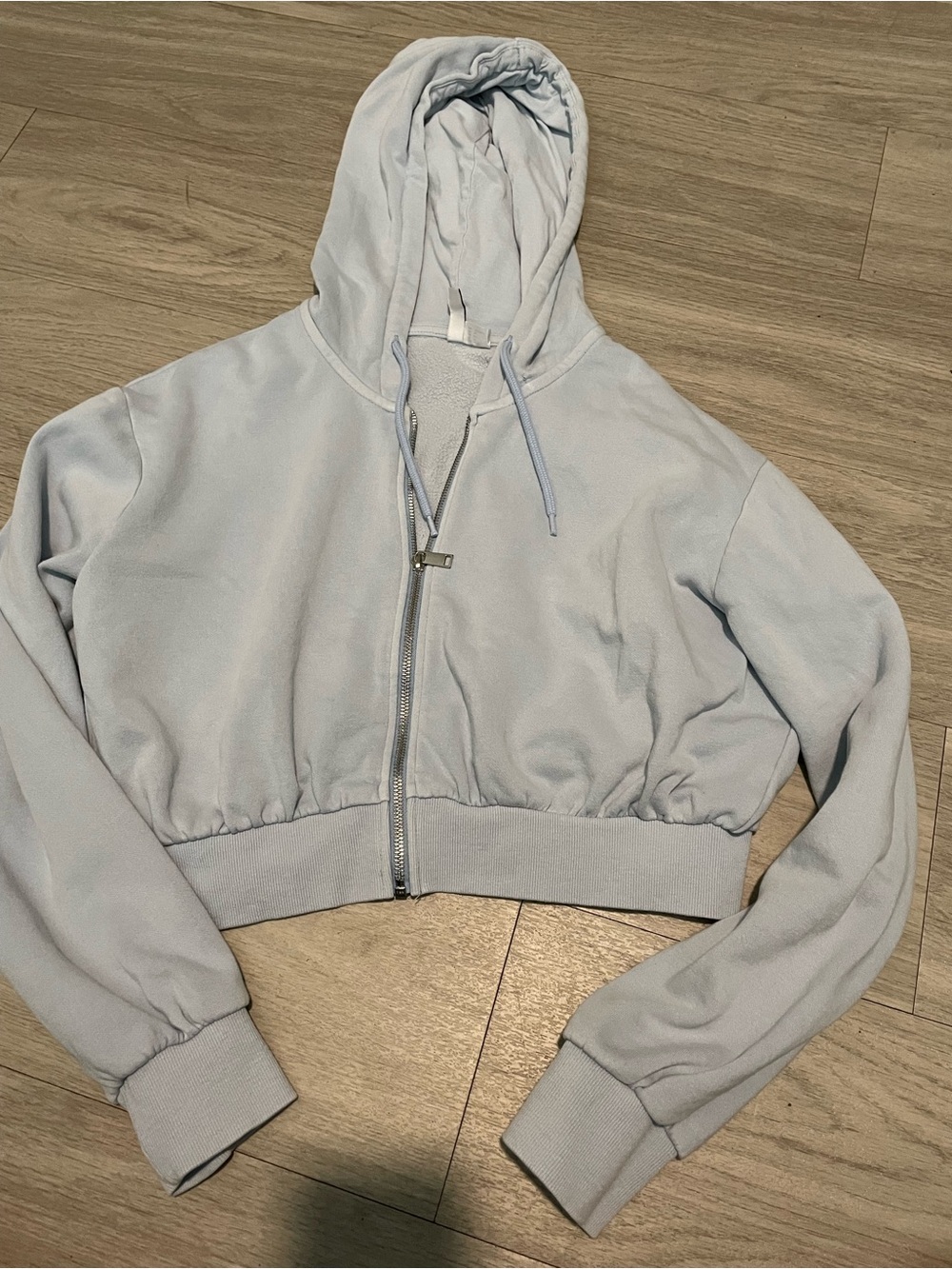 Divided Cropped Pale Blue Zip Hoodie